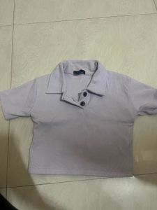 Cute Lavender Crop Polo Top