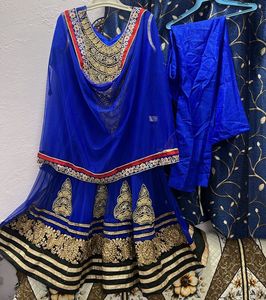 Royal Blue Embroidered net Anarkali set