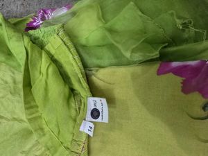 Stunning Hand painted Lime Green Lehenga Choli