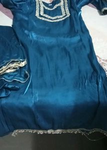 Beautiful Teal Kurta Set with Embellishments