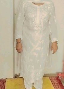 Elegant White Chikankari Kurta Set