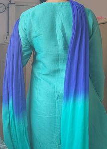Chikankari suit set with Ombre Dupatta