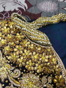 Exquisite Navy Blue Kurta with Gold Embellishments