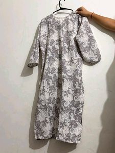 Grey Paisley Print Kurta