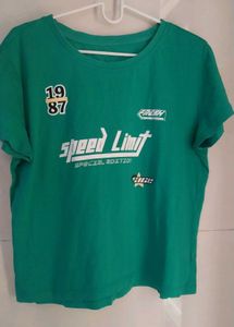 Green "Speed Limit" Graphic T-Shirt