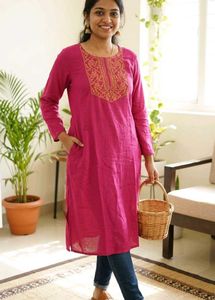 Pink Embroidered Kurta