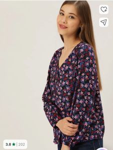 dressberry Floral Print V-Neck Button-Up Top