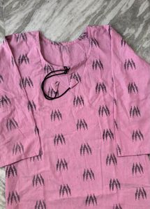 Pink Printed Cotton Kurta