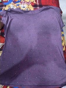Purple printed T-Shirt ( used)