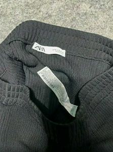 Zara Black Ribbed Knit Shorts