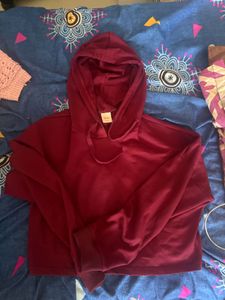 savana Maroon Cropped Hoodie