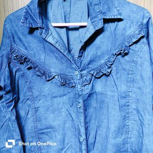 New Denim Ruffle Blouse