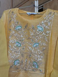 Beautiful Gold yellow Kurta With Work