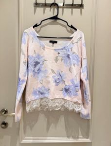 Floral Lace Trim Sweater