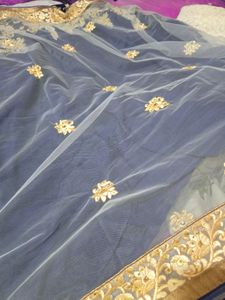 Elegant Blue Saree with Embroidered Dupatta