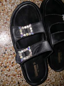 Black Platform Sandals with Embellishments