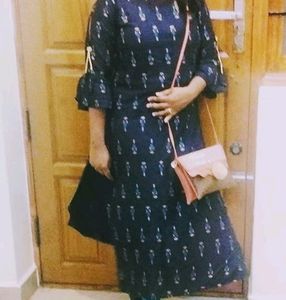 Viscose Rayon Straight Kurta (Blue)