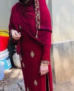 Maroon Embroidered Salwar Kameez