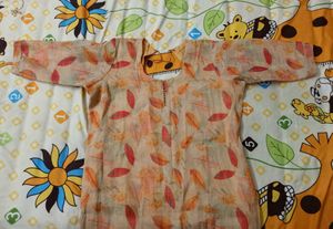 Orange Leaf Print kurta🧡
