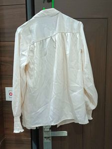 Cream Collared Button-Up Shirt