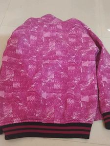 Pink Printed Zip-Up Hoodie