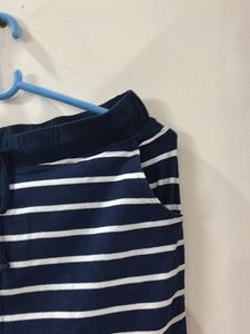 Navy Striped Pencil Skirt