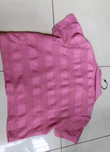 Pink Knitted Button-Down Top