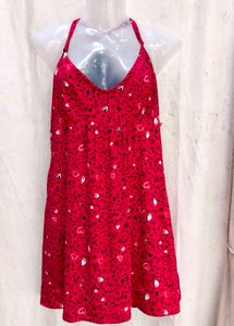 I. Cute Red Heart Print Mini Dress
