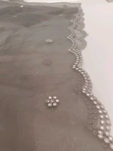 Grey Embroidered Dupatta