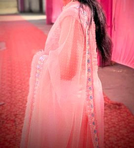 Elegant Pink Embroidered Saree+ blouse