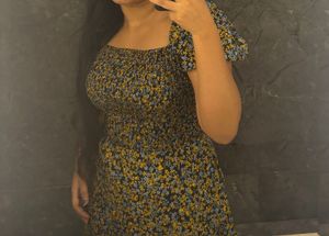 PlusS Floral Print Puff Sleeve Mini Dress