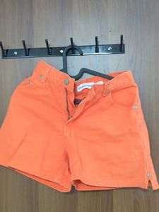 Orange Denim Shorts