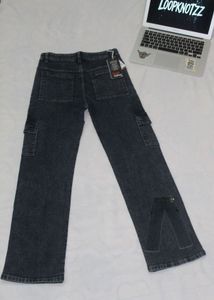 Acid Wash Cargo Jeans