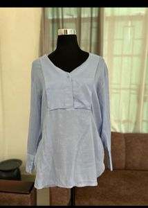 ZARA Soft Ivory Tie-Neck Sheer Blouse