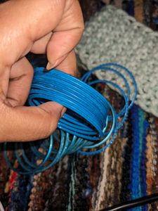 Set of Blue Metal/Plastic Bangles