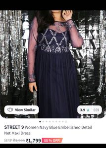 street 9 Stunning navy blue Embellished Gown