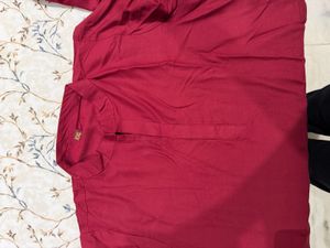 maroon kurta.