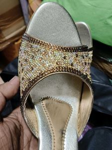 Embellished Golden Wedge Heels