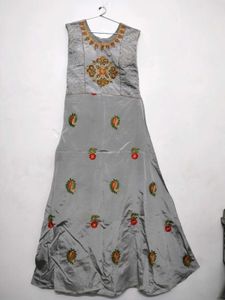 Gray Embroidered Dress