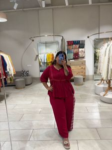 Elegant Red Kurta Set with Pants