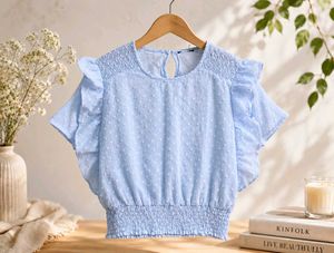 Light Blue Swiss Dot top