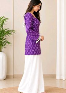 Purple Printed Kurta