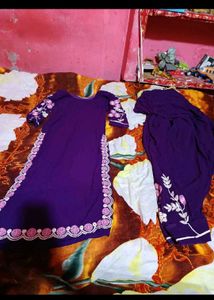 Purple Embroidered Kurta Set