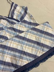 cottage core Blue Plaid Summer Dress