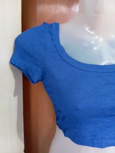 Royal Blue Ribbed Crop Top