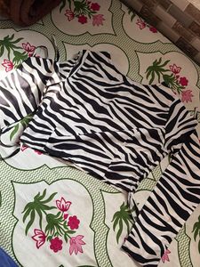 Zebra Print Crop Top with Bell Sleeves
