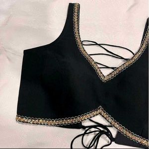 Elegant Black Lace-Up Blouse