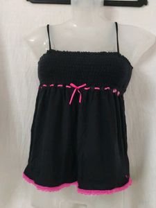 Black cami with pink trim