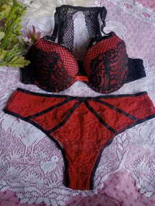 Sexy Red &amp; Black Lace Lingerie Set