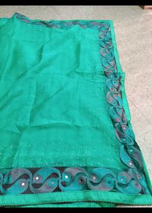 Green Silk Saree with Embellished Border